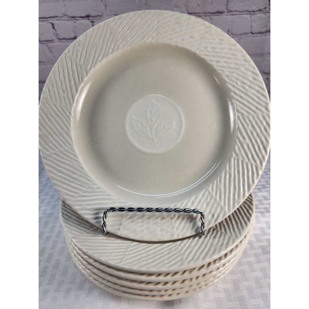 Set Pfaltzgraff SIERRA Salad / Dessert‎ Plates Off White Leaf Pattern